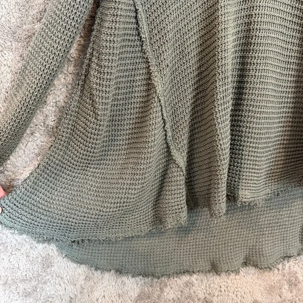 Free People Green Cotton Moonshine Cold Shoulder Boho Knit Sweater S Small
